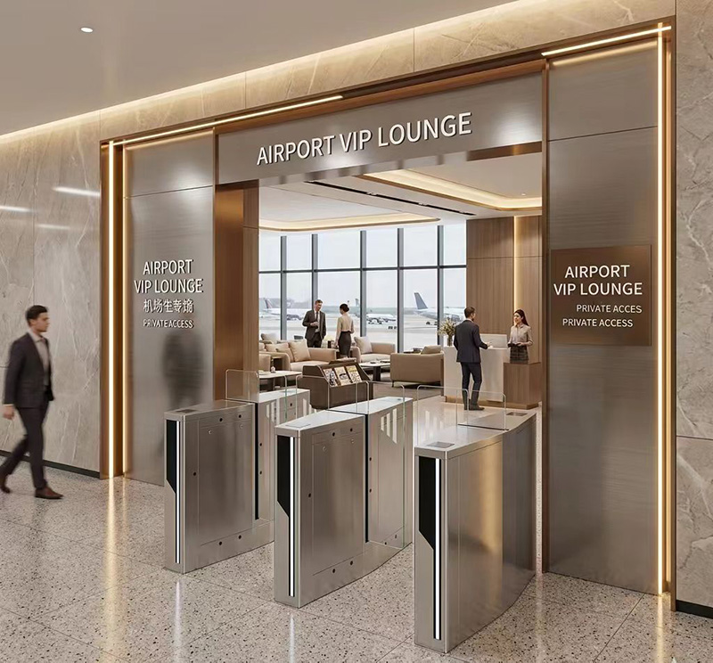 Airport VIP lounge sliding turnstiles gate