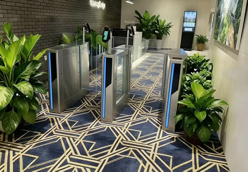 Quiet comfort facial access turnstiles sliding gate