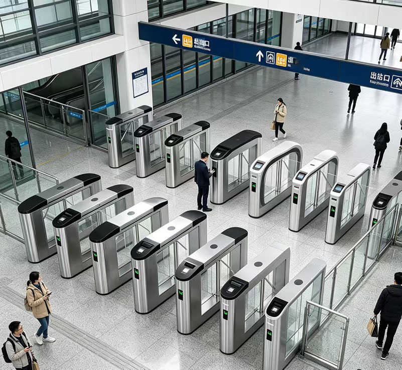 Metro entrance and exit barrier tripod turnstiles gate